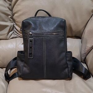 Stylish Black Leather Backpack - NWOT